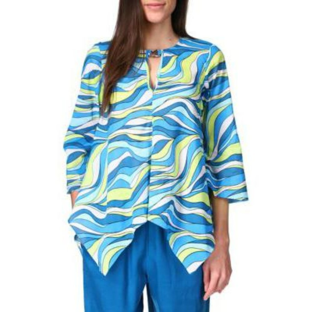 Michael Michael Kors Cotton Printed Hardware Handkerchief-Hem Top